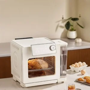 Smart Steam Air Fryer, Electric Oven, Stainless Steel, Digital Kitchen Appliance, White, Home Cooking